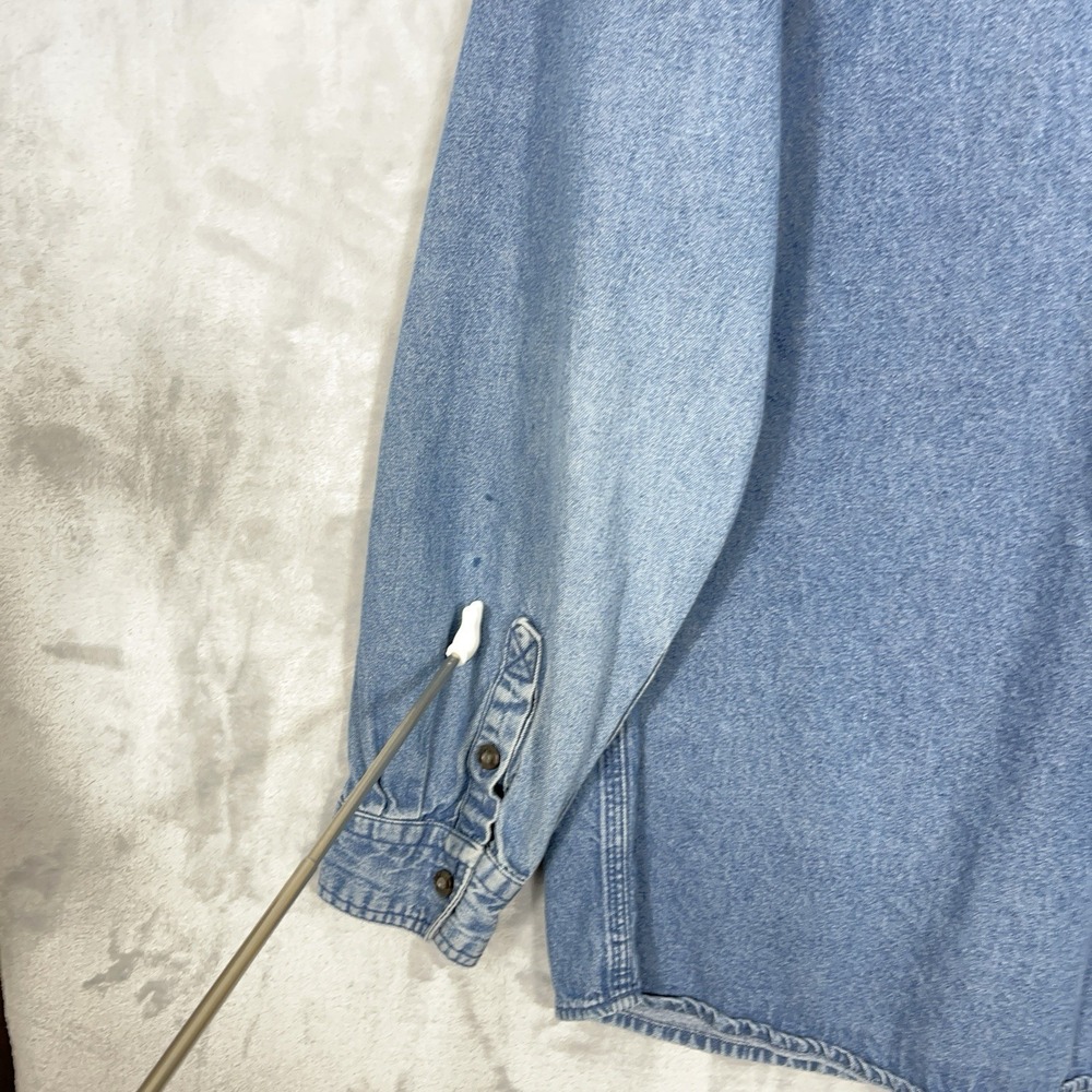 Key Denim Shirt Mens Large Tall Blue Long Sleeve Button Front Western Cowboy - Picture 4 of 12